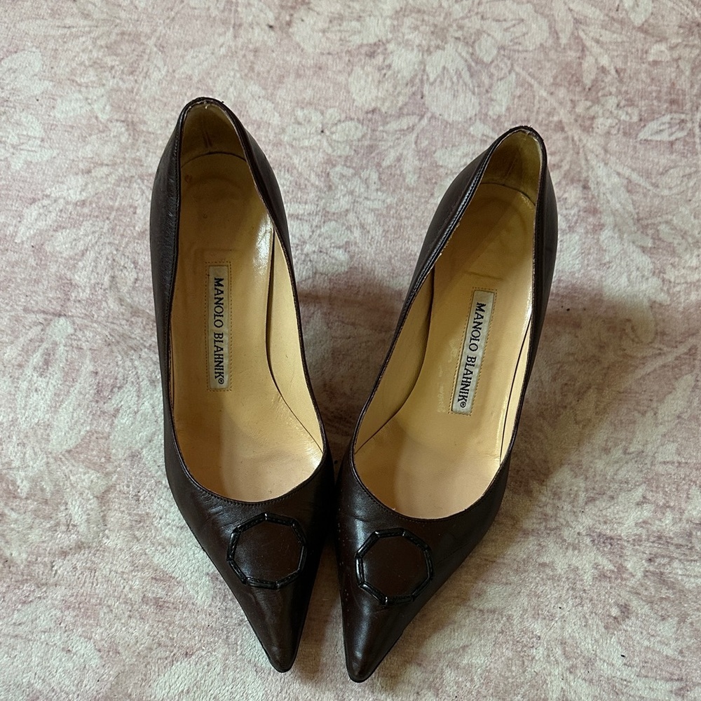 Manolo Blahnik Brown Leather Heels